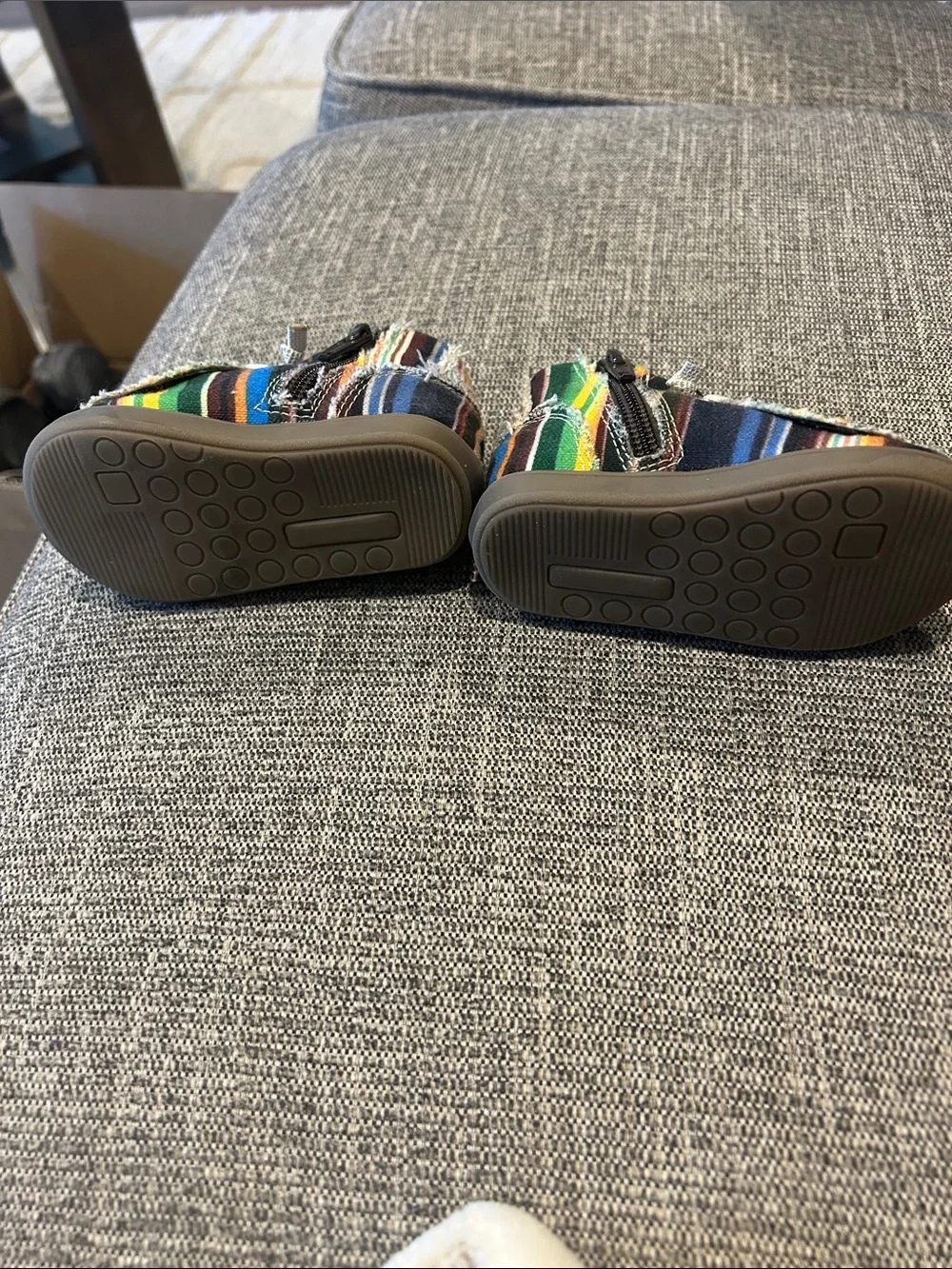 Ropers- infant size 3. For 6-9 mos. Striped Canvas Mock-Tie Shoes